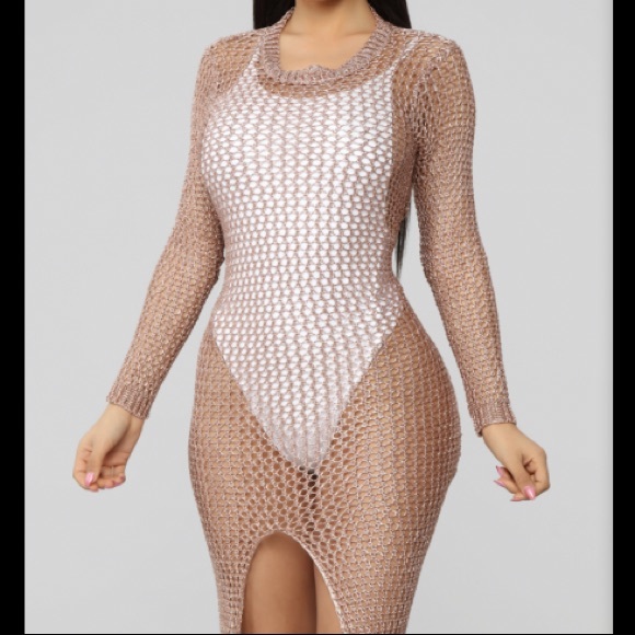 Sheer Metallic•Copper Maxi Dress✨New & Never Worn - Picture 3 of 5